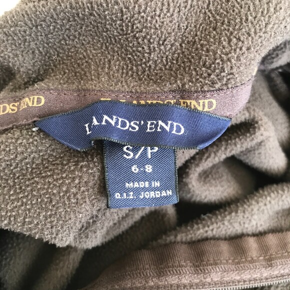 SOLD!! Lands End Brown Small Zip Pullover Fleece Long Sleeve Thermacheck Sweater - Picture 7 of 8